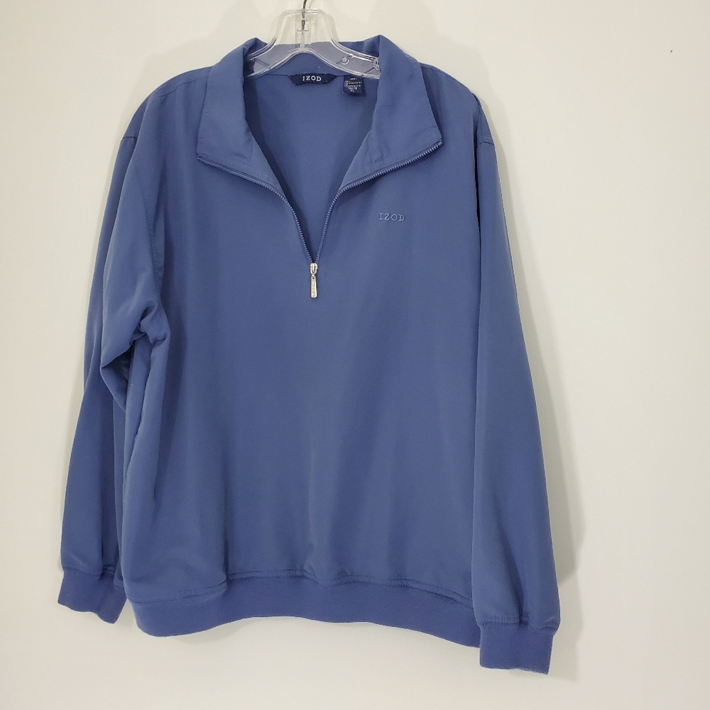 Izod Blue-Gray Pullover Partial Zip front Top, Size XL